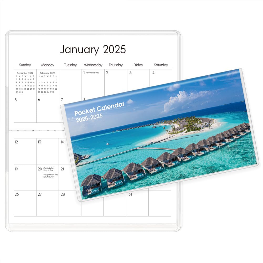 Pocket Calendar 2025-2026 For Purse, 2025-2026 Pocket Planner 24 Months With Soft Waterproof Cover And Premium Paper, 6.5' X 3.